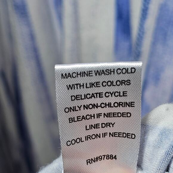 LEMON TART V NECK LONG ADRIANNA MAXI DRESS SUMMER SOFT WHITE BLUE SIZE Plus 1X - Picture 9 of 12